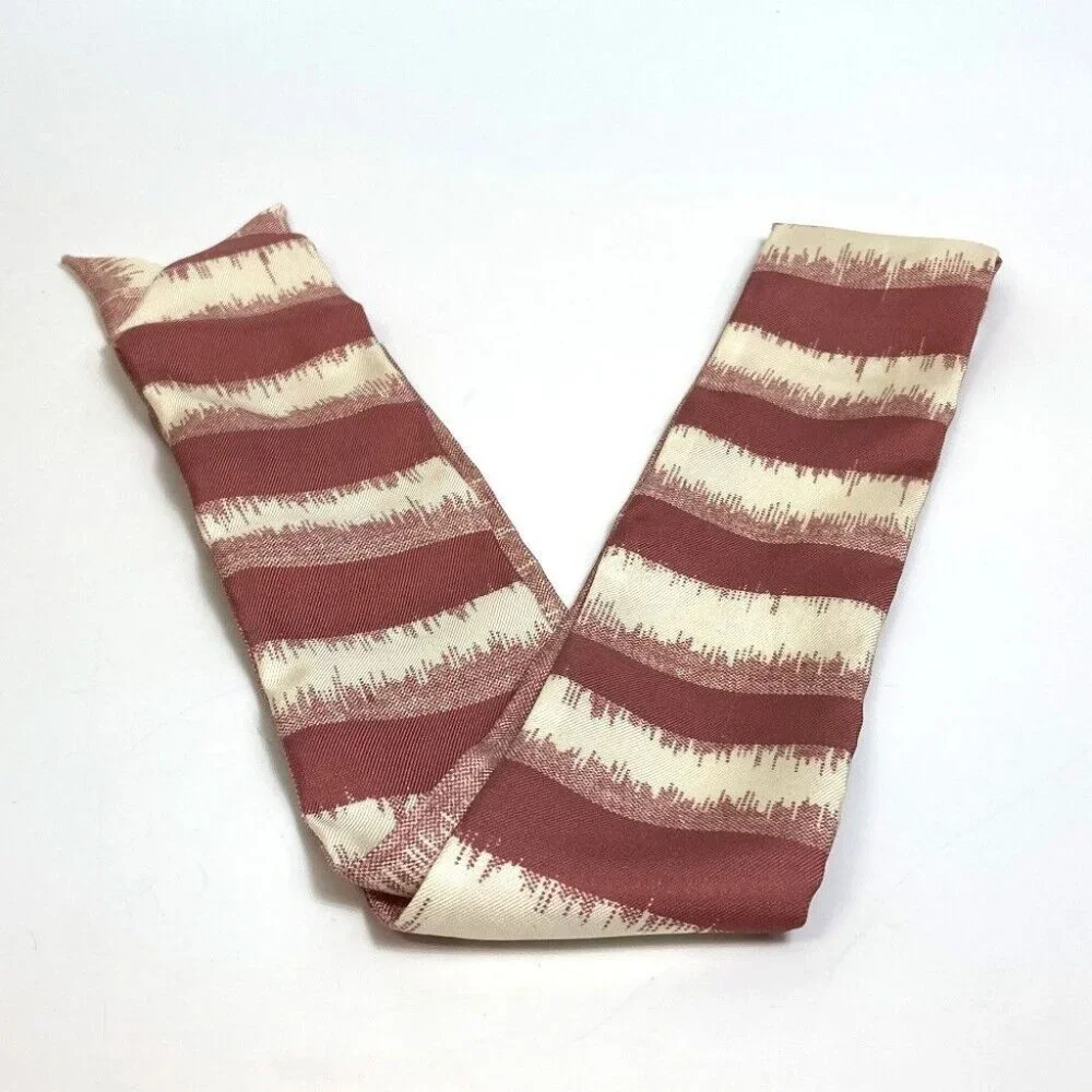 UNUSED DIOR Logo Mitsua Twilly Scarf silk Beige x Dusty Pink